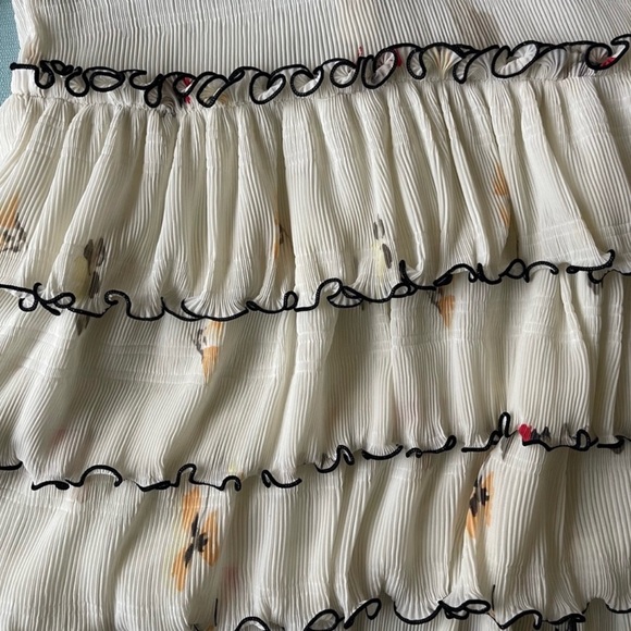 Ganni Lowell Pleated Floral-print Crepe Mini Dress In White Ruffled Sz38 - Picture 6 of 10